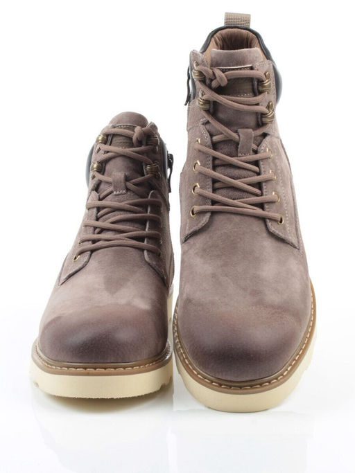 05-H50119A-3 GRAY/BROWN Ботинки демисезонные мужские (натуральная кожа, байка)