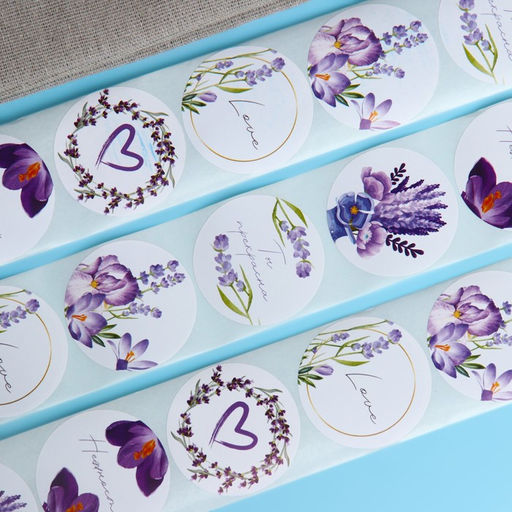 Наклейки для цветов и подарков Лаванда, 4.4?4.4 см, 252 шт.