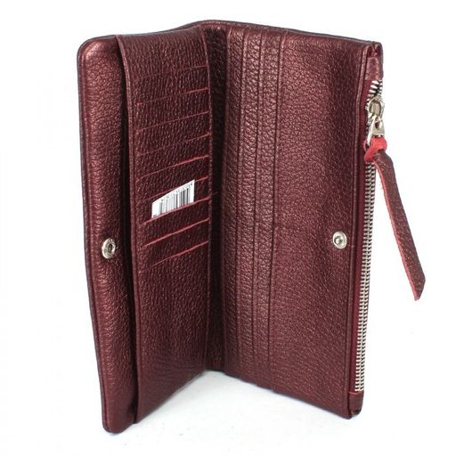 Портмоне женское Croco-ПР-800 натуральная кожа 3 отд, 14 карм, бордо металлик (232) 239937  фото 3