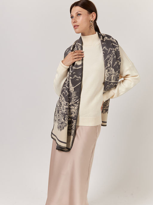 в СОСТАВЕ ШЕРСТЬ и КАШЕМИР Большой, мягкий, теплый однотонный двусторонний палантин. - Tantino фото 2