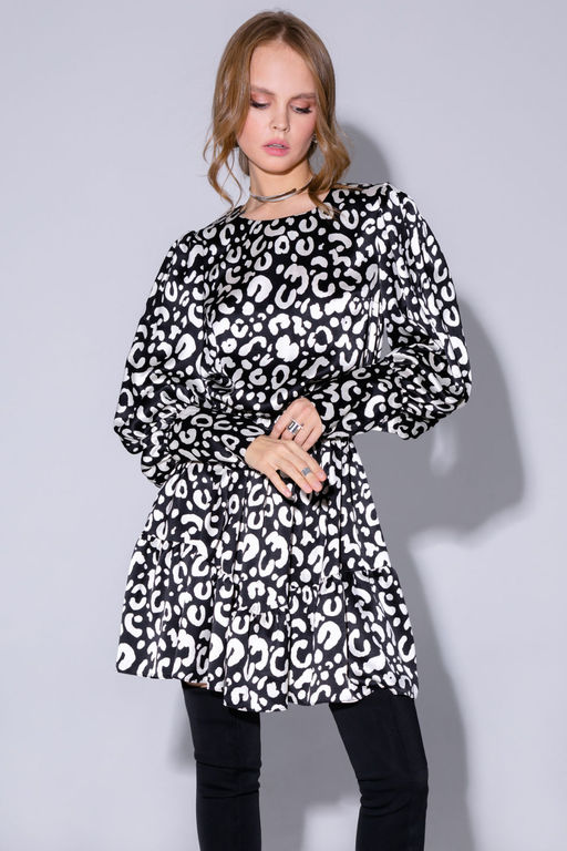 Платье Pirs 4240 Черно-белый лео  фото 3