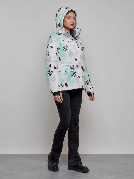 Горнолыжная куртка женская зимняя серого цвета 2302-1Sr