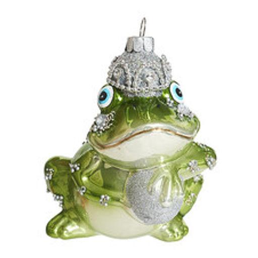 Лягушка в серебряной короне (стекло) 7,5х7х11 см