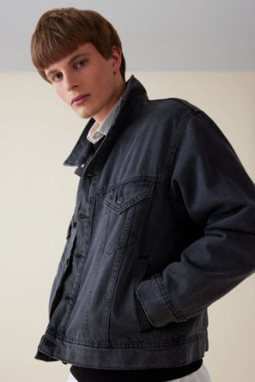 Oversize Genis Kal?p Polo Yaka Dugmeli Cepli Y?kamal? Jean Ceket