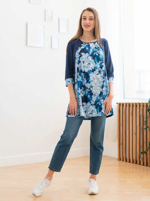 Туника женская из масла Клэр синие цветы - Амадэль фото 6