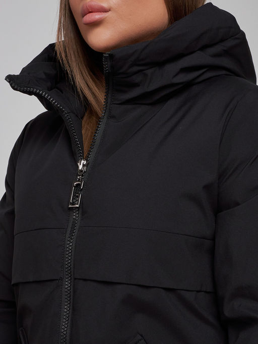 Зимняя женская куртка молодежная с капюшоном черного цвета 58622Ch - RoccaManer фото 18
