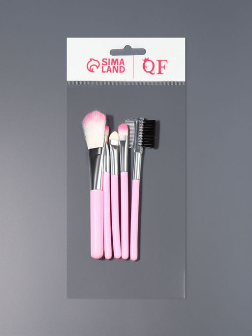 Цена за 2 шт. Набор кистей для макияжа COLOR POWER pink, 5 шт., розовый