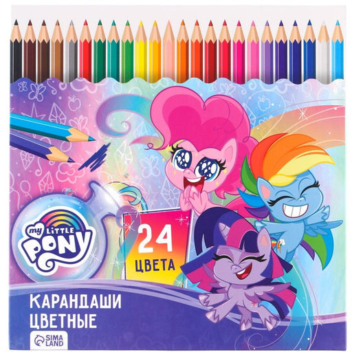Карандаши 24 цвета, заточенные, шестигранные, картонная упаковка, европодвес, Пинки Пай, My Little Pony