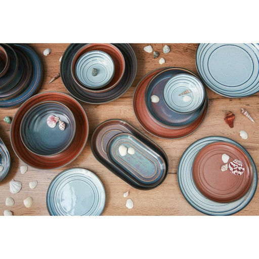 Десертная тарелка Magistro Garland, d=18.2 см, фарфор, синяя, коричневая  фото 4