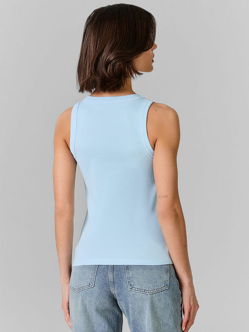 Топ женский голубой облегающий в рубчик - Mark formelle фото 4