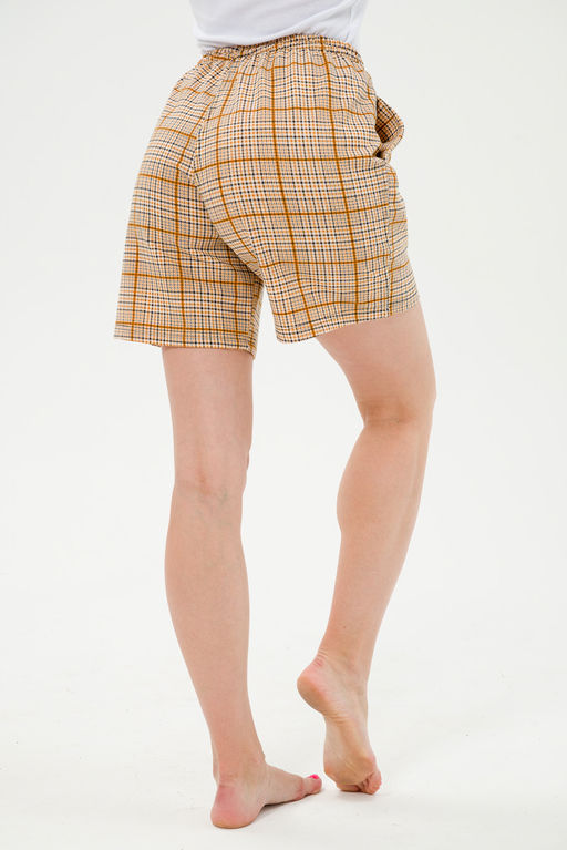 Шорты женские из футера Таиланд клетка горчица - Амадэль фото 2