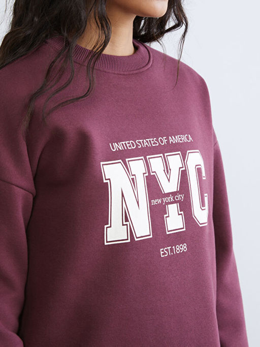 New York City Bask?l? Kad?n Kal?n Sweatshirt Tunik