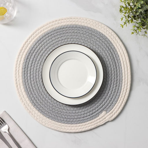 Салфетка сервировочная на стол Доляна Мира, d=38 см, хлопок, цвет серый, рисунок МИКС  фото 12