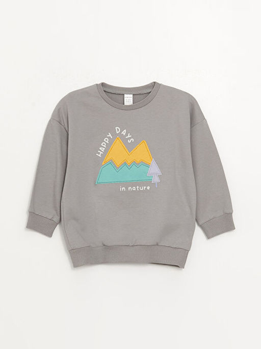 Bisiklet Yaka Bask?l? Erkek Bebek Sweatshirt ve E?ofman Alt? - Waikiki фото 2