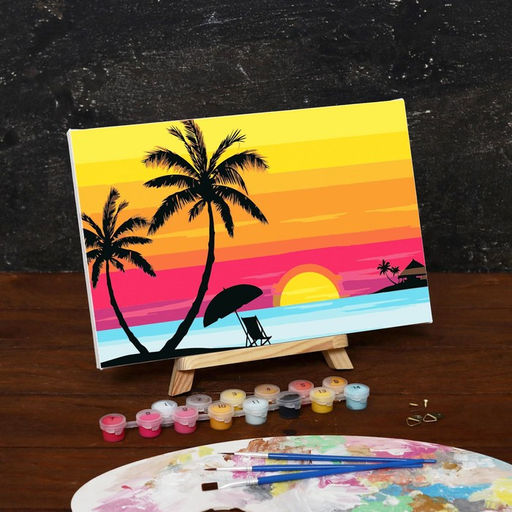 Картина по номерам на холсте с подрамником Закат на море, 30х20 см