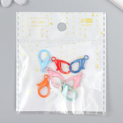 Основа для брелока карабин металл Клик МИКС набор 8шт 1х2,1 см - Арт узор фото 5