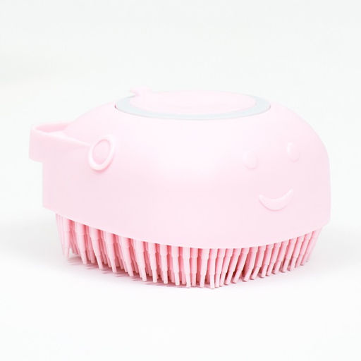 Щётка для мытья и массажа животных, с емкостью для шампуня, розовая - Пижон фото 4