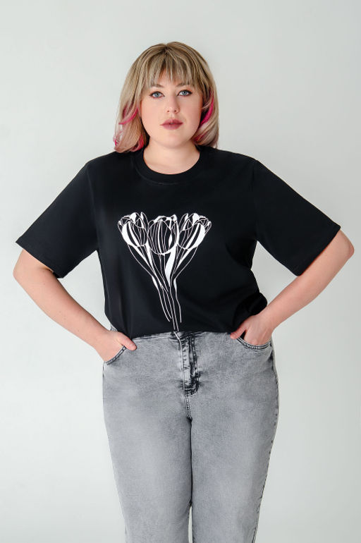 Арт. 3-1152 Футболка женская 50-58 (5 шт) Цвет:черный - Калинка фото 16