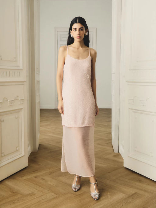 Двуслойное платье миди с пайетками / Zarina