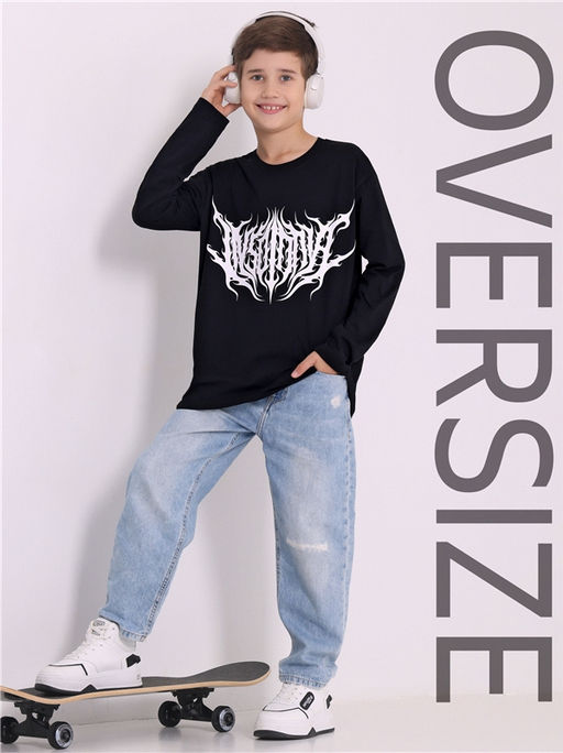 Лонгслив для мальчика Апрель из хлопка черный фото 2