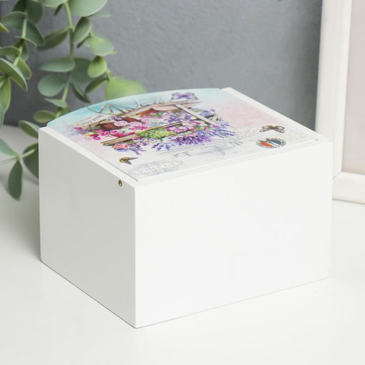 Шкатулка для украшений Тележка с цветами, с зеркалом, дерево, 10.5?10.8?7 см