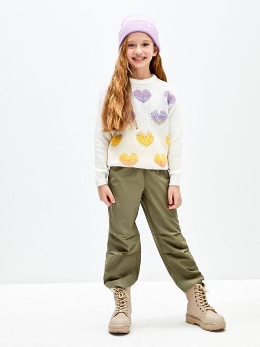 Bisiklet Yaka Desenli Uzun Kollu K?z ?ocuk Triko Kazak - Waikiki фото 2