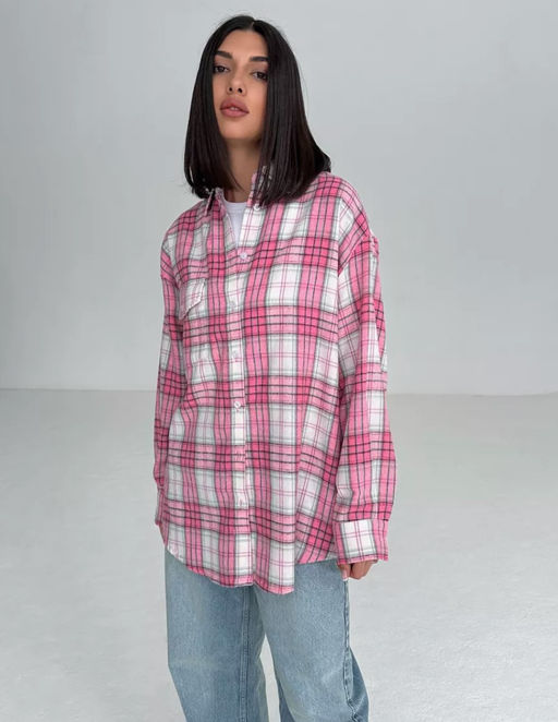 K12702 Рубашка OVER SIZE ТМ_РОЗОВЫЙ - Brand фото 10