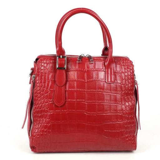 Женская кожаная сумка тоут под крокодила 1543-220 Красный - Cidirro фото 2