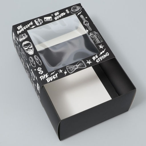 Цена за 5 шт. Коробка-фоторамка подарочная складная, упаковка, «Мужская», 14×14×8 см