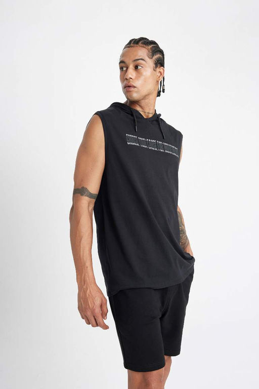 DeFactoFit приталенная майка с капюшоном и принтом  фото 4