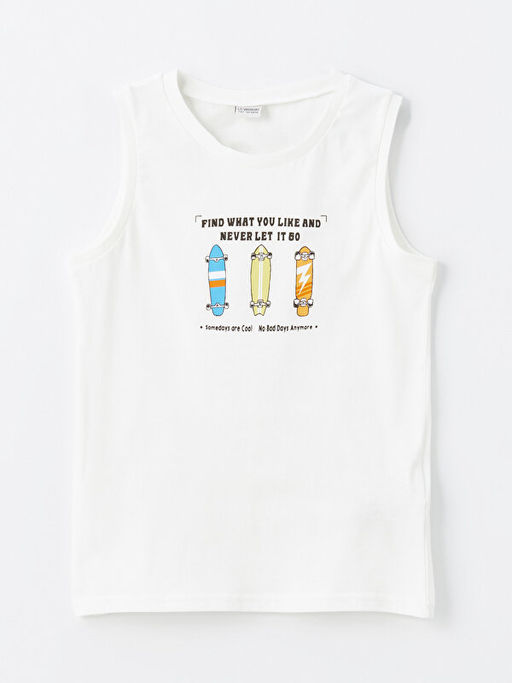 Bisiklet Yaka Bask?l? Erkek ?ocuk Atlet