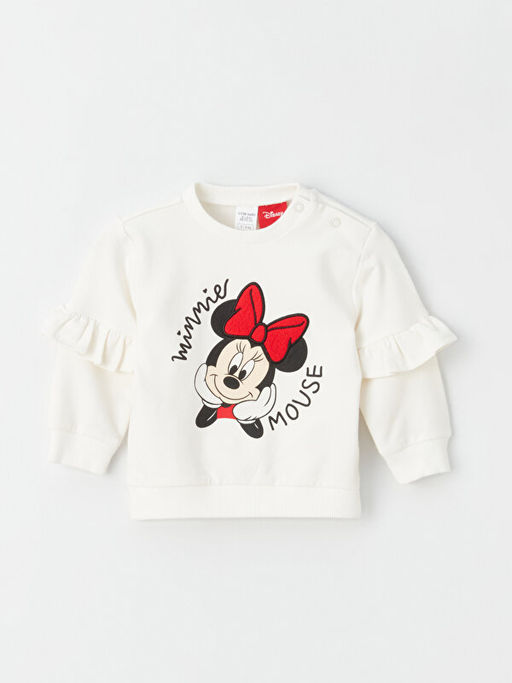 Bisiklet Yaka Uzun Kollu Minnie Mouse Bask?l? K?z Bebek Sweatshirt ve Tayt 2li Tak?m - Waikiki фото 2