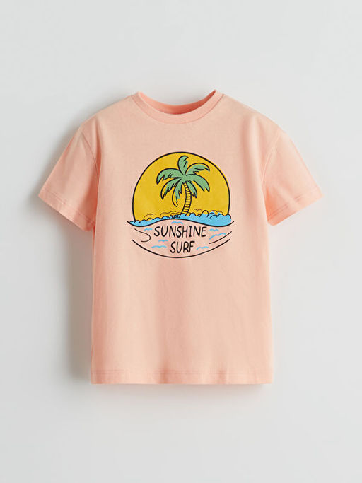 Bisiklet Yaka Bask?l? Erkek ?ocuk Ti??rt