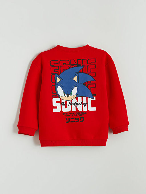 Sonic Bask?l? Erkek ?ocuk Kal?n Sweatshirt