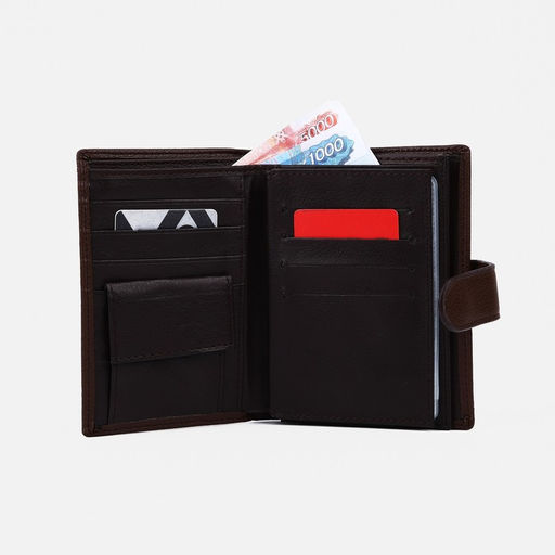 Обложка на кнопке, для автодокументов, паспорта, карт, купюр, цвет коричневый - Simaland фото 5