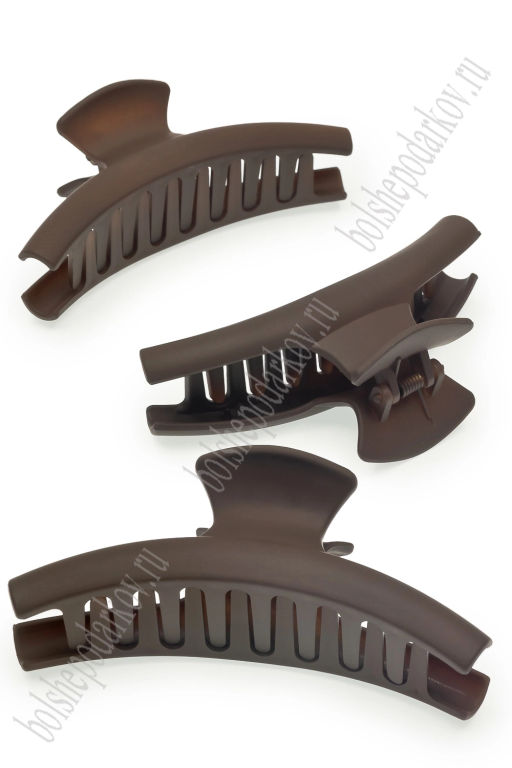 Крабики для волос матовые 12*5 см (12 шт) SF-7979, коричневый