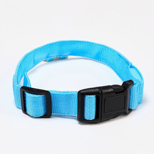 Ошейник с подсветкой, зарядка от USB, размер M, ОШ 37-46 см, 3 режима, голубой - Пижон фото 2