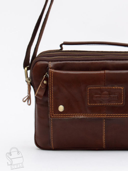 Сумка мужская кожаная 9129TR d.brown Tough Ruder  в Новосибирске
