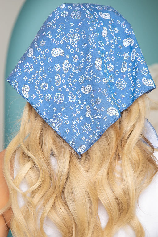 Косынка с козырьком (пейсли, голубая) КК55 - Lt collection фото 3