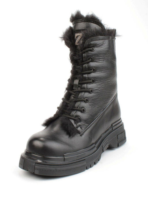 04-YPM5822A BLACK Ботинки зимние женские (натуральная кожа, натуральный мех) - Фабричный китай фото 2