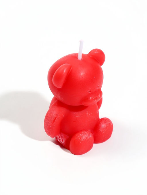 Цена за 2 шт. Свеча декоративная «Мишка», 5×4.3×6.5 см, 4 ч, красный