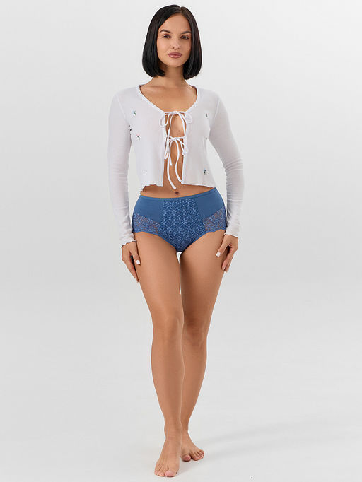 Цена за 2 штуки! Трусы макси женские синие с кружевом - Mark formelle фото 6