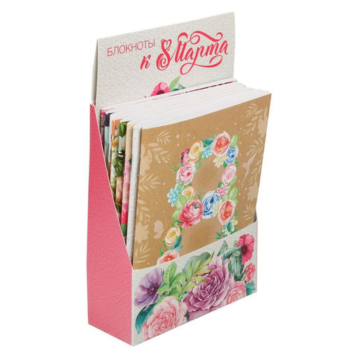 Блокноты 8 марта, 8 шт., А6 на скрепке, 32 листа