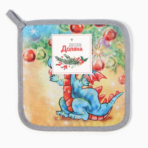 Прихватка Новогодние игрушки 17х17 см, 35% хл, 65% пэ, ватин 250 г/м2 - Доляна фото 4