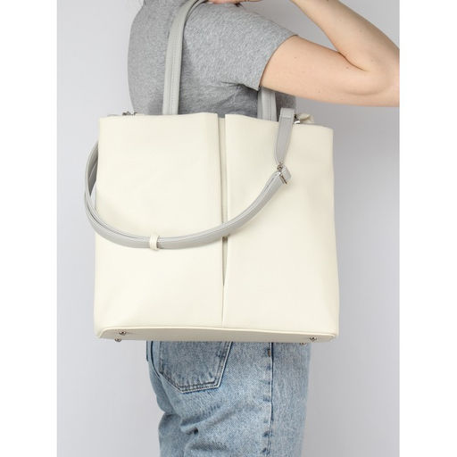 Сумка женская искусственная кожа ADEL-313 (формат А 4), 2отд, плечевой ремень, бежевый/серый флотер 258990 - Adelia фото 5