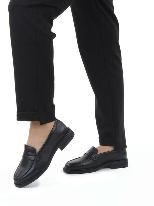 03-DYL144-1 BLACK Лоферы женские (натуральная кожа)