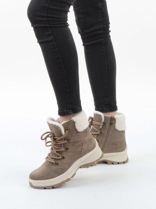 04-PAAG97-1Z KHAKI Ботинки зимние женские (натуральная замша, 100% шерсть)
