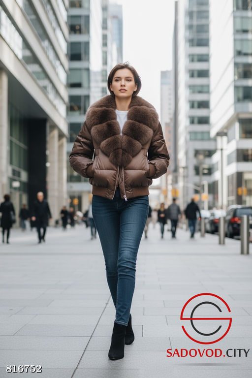 Пуховик женский с мехом песца - Bruno фото 3