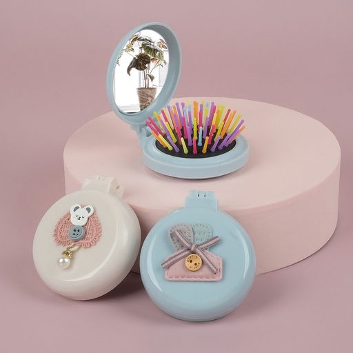 Расчёска массажная Плюшевые милости, складная, с зеркалом, d=7.5 см, МИКС - Qf фото 5