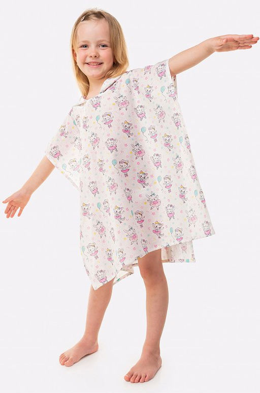 Хлопковое пляжное эко-пончо с капюшоном Happy Fox Home  фото 8